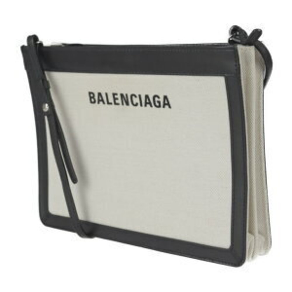 Balenciaga Leather Navy Canvas Shoulder Natural Pochette Blue Bag Shoulder Bag